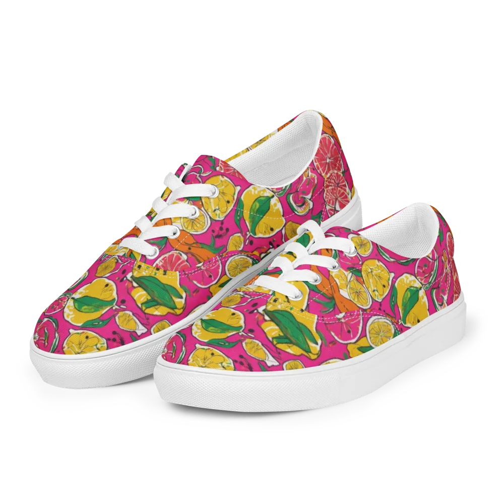 Pink Lemonade on Men's Lace-Up Canvas Shoes — Left Front