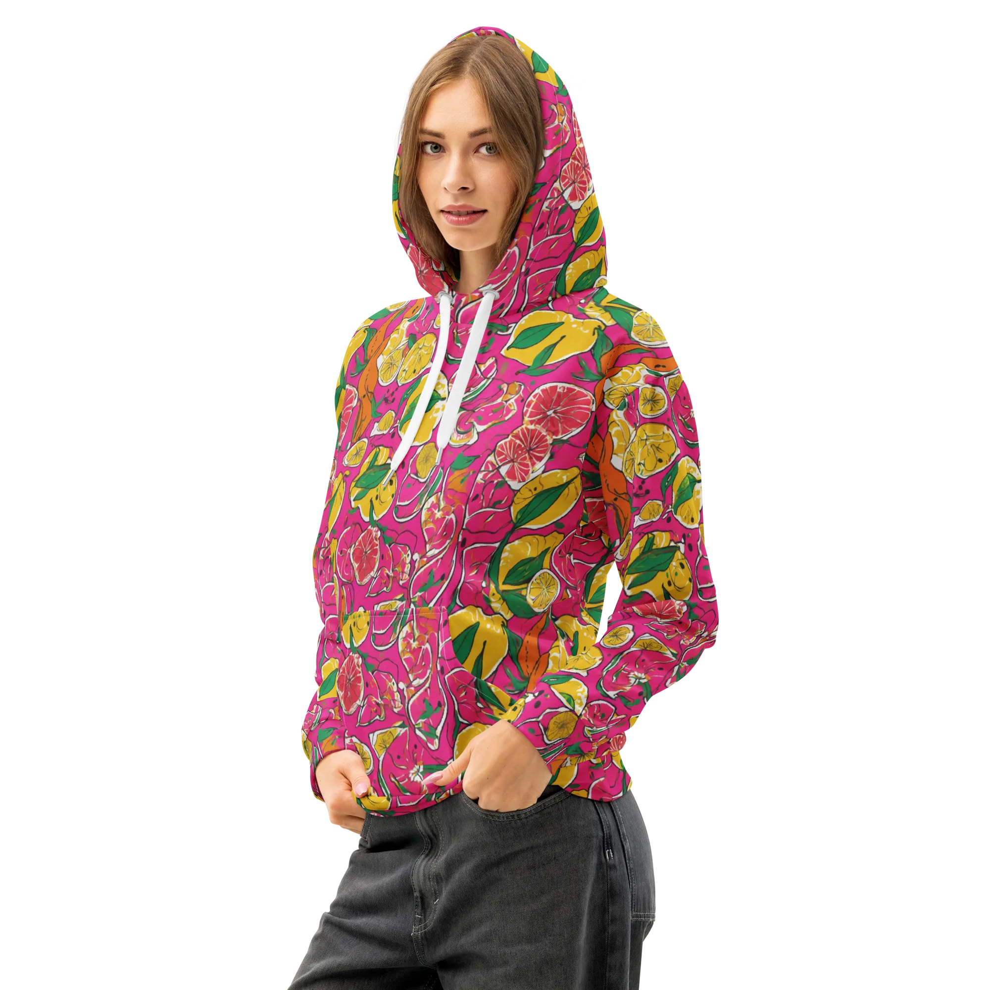 Pink Lemonade on Cotton Hoodie — Left Front