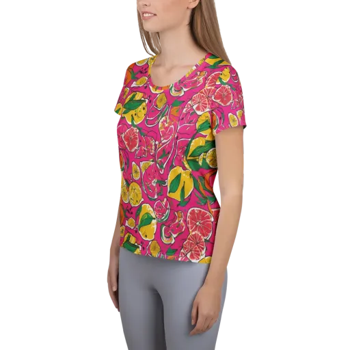 Pink Lemonade on a Women's Athletic T-Shirt