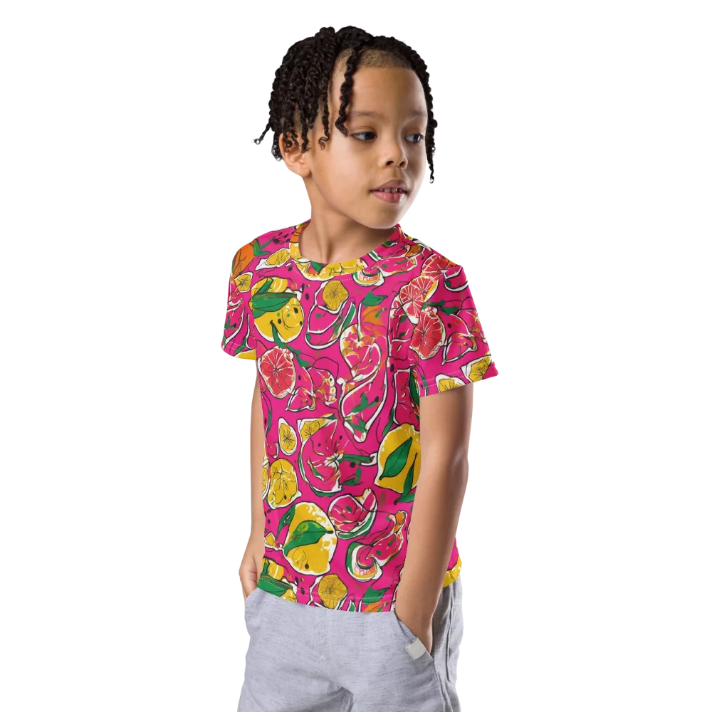 Pink Lemonade on Kids Crew Neck T-Shirt — Left Front