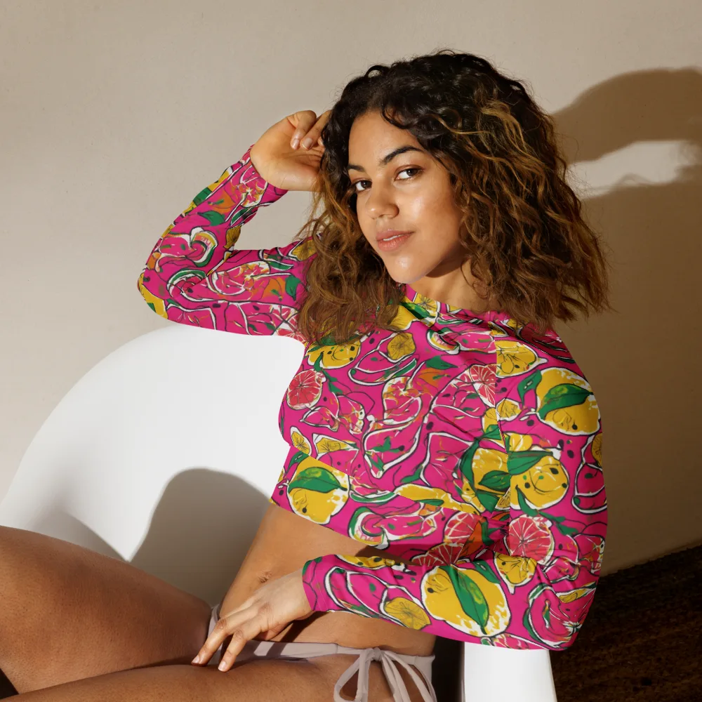 Pink Lemonade on Long Sleeve Crop Top — Left Front