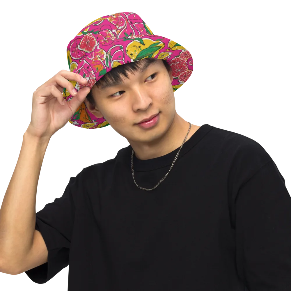 Pink Lemonade on Reversible Bucket Hat — Front Inside
