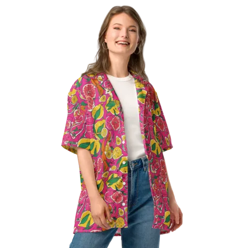 Pink Lemonade on a Button Shirt