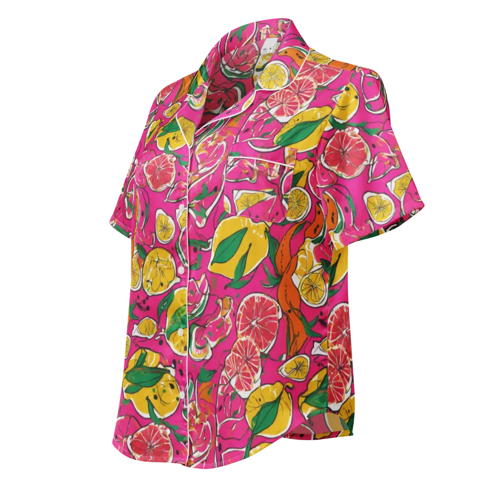Pink Lemonade on Women's Short Sleeve Pajama Top — Left Front