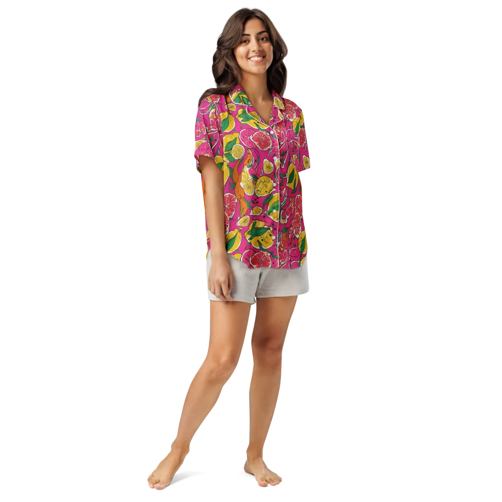 Pink Lemonade on Women's Short Sleeve Pajama Top — Front