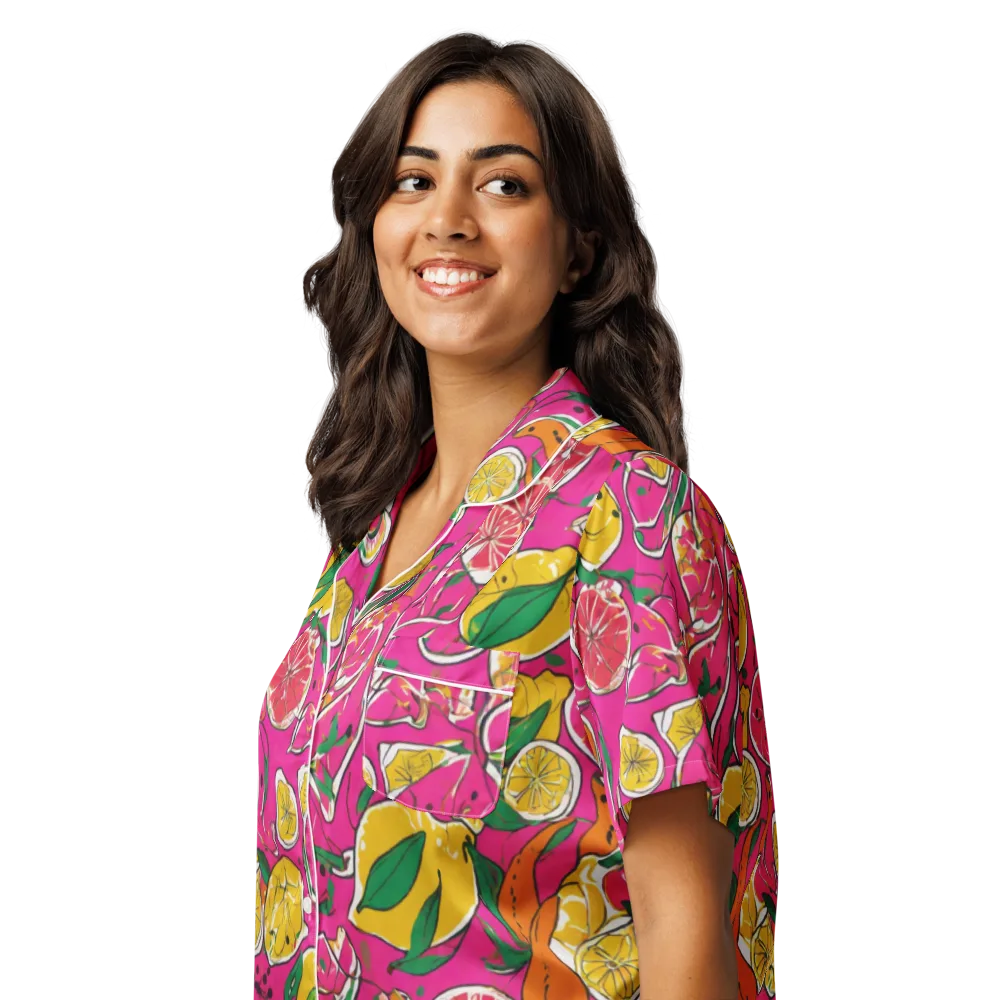 Pink Lemonade on Women's Short Sleeve Pajama Top — Left Front