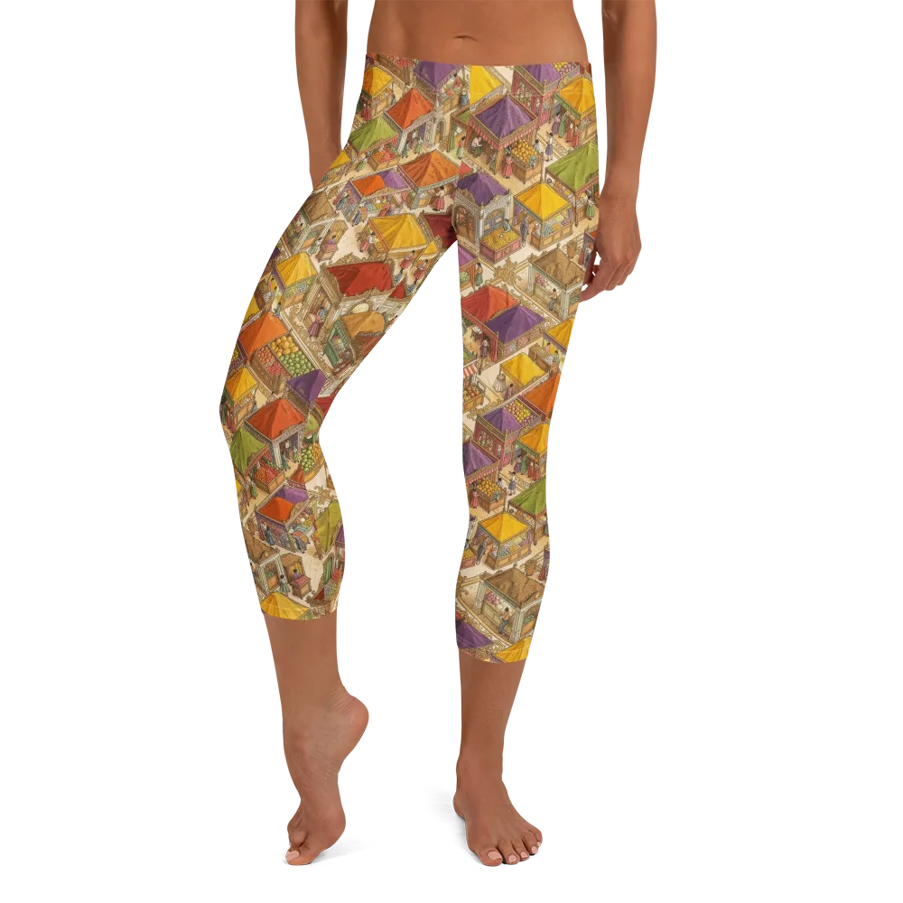 Market of Many Colors on Capri Leggings — Front