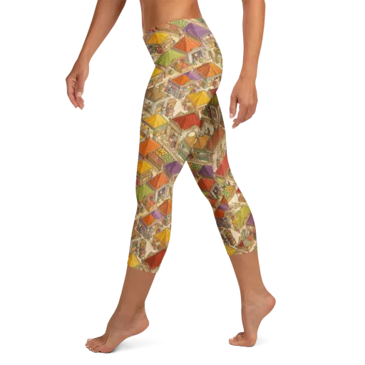 Market of Many Colors on a Capri Leggings