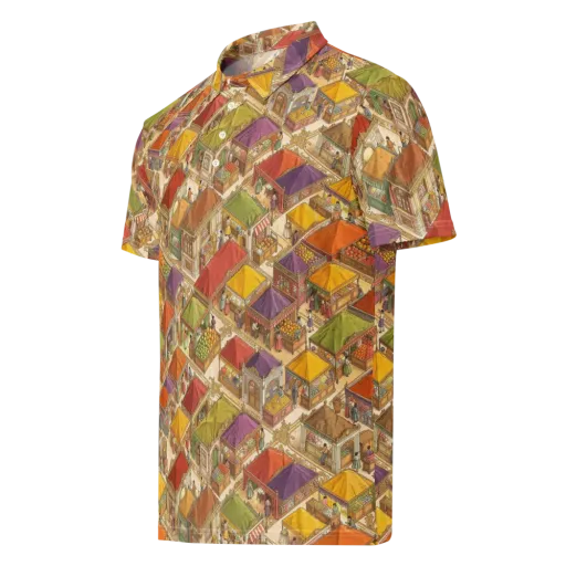 Market of Many Colors on a Men's Slim Fit Polo Shirt