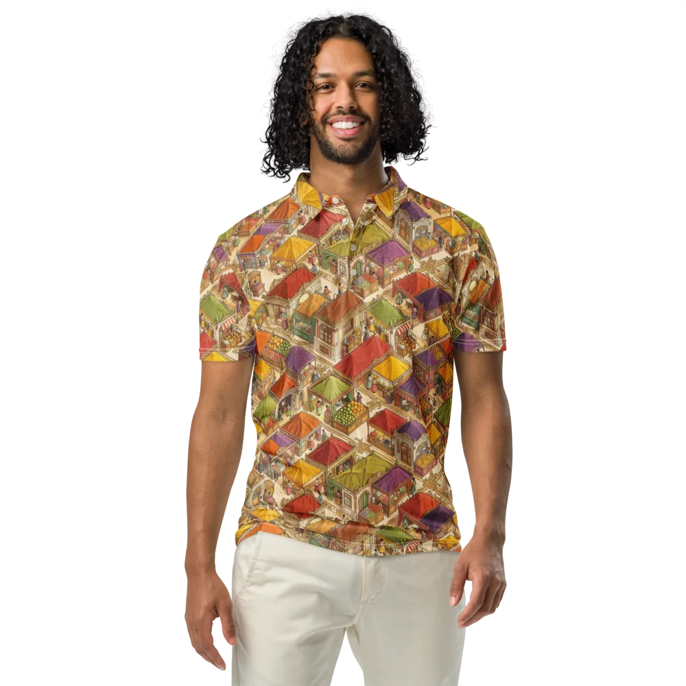 Market of Many Colors on Men's Slim Fit Polo Shirt — Front