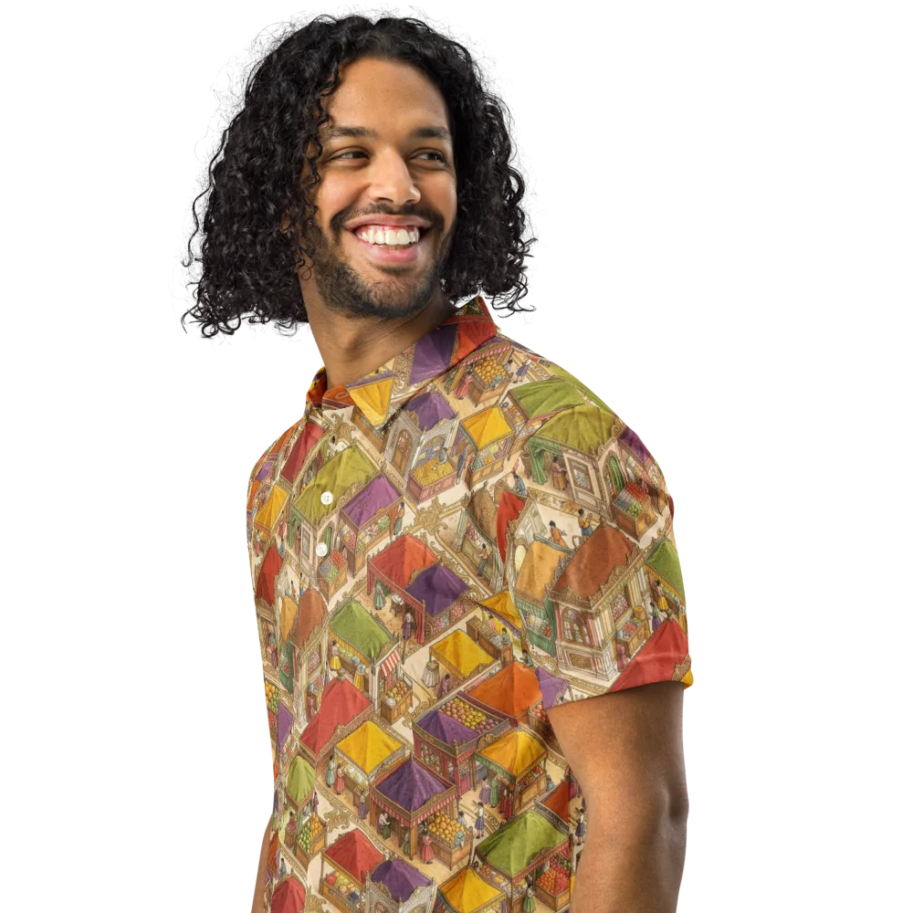 Market of Many Colors on Men's Slim Fit Polo Shirt — Left Front
