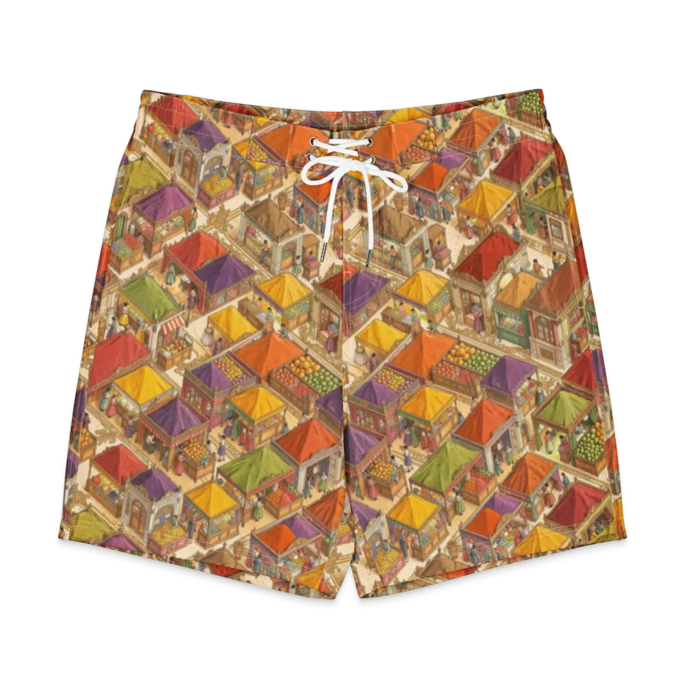 Market of Many Colors on Men's Board Shorts — Front