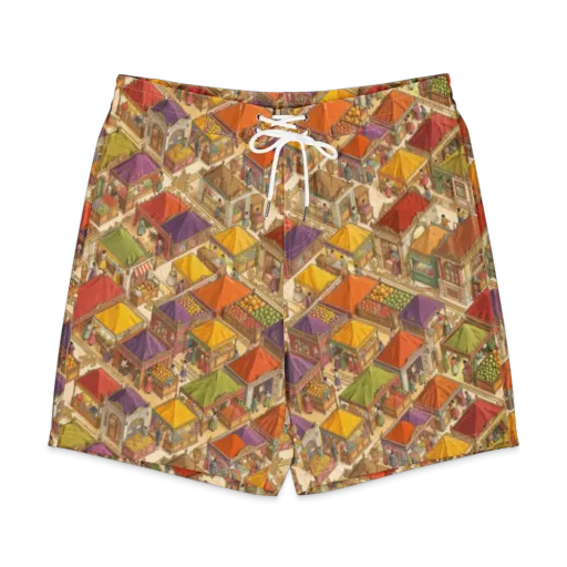 Market of Many Colors Men's Board Shorts on model