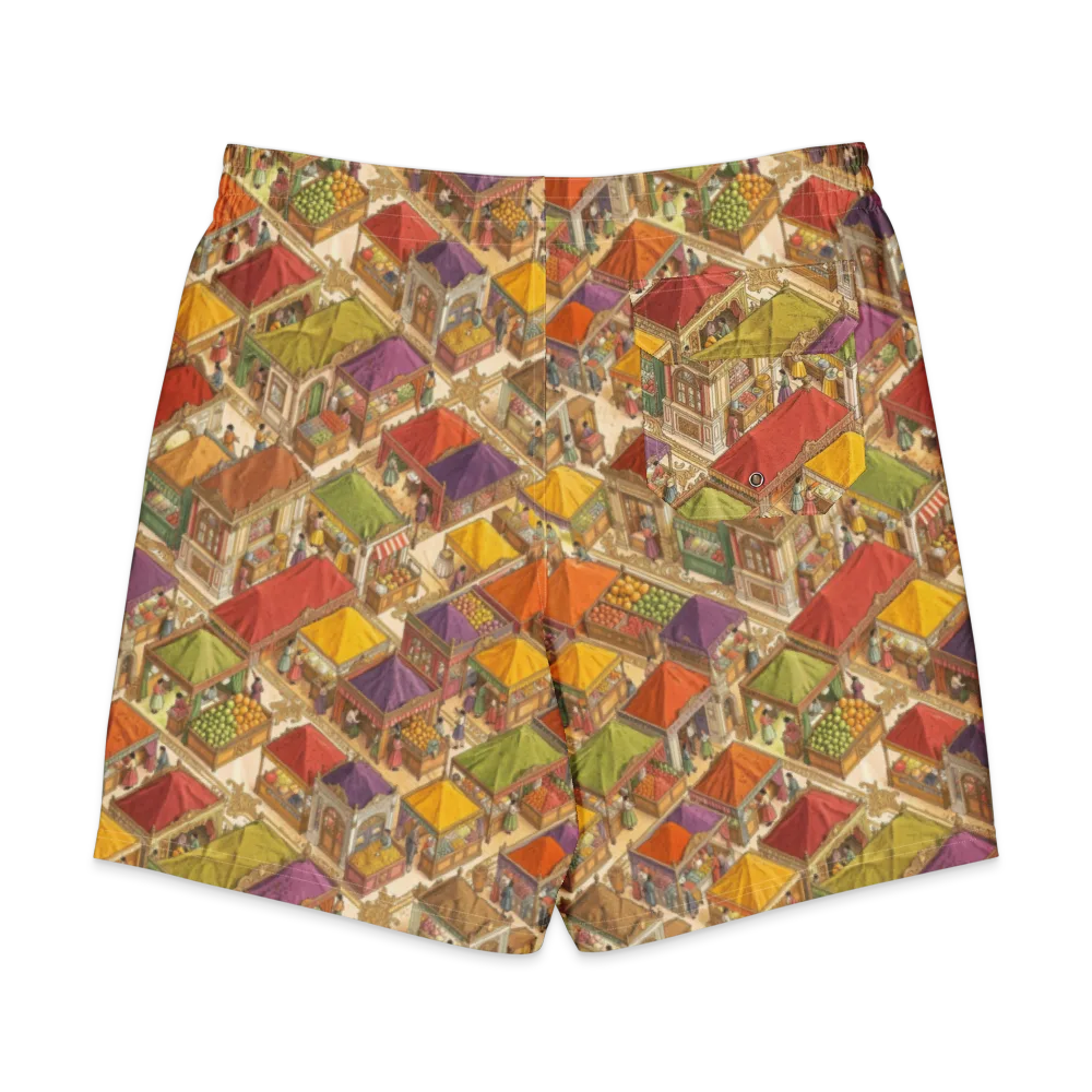Market of Many Colors on Men's Board Shorts — Back
