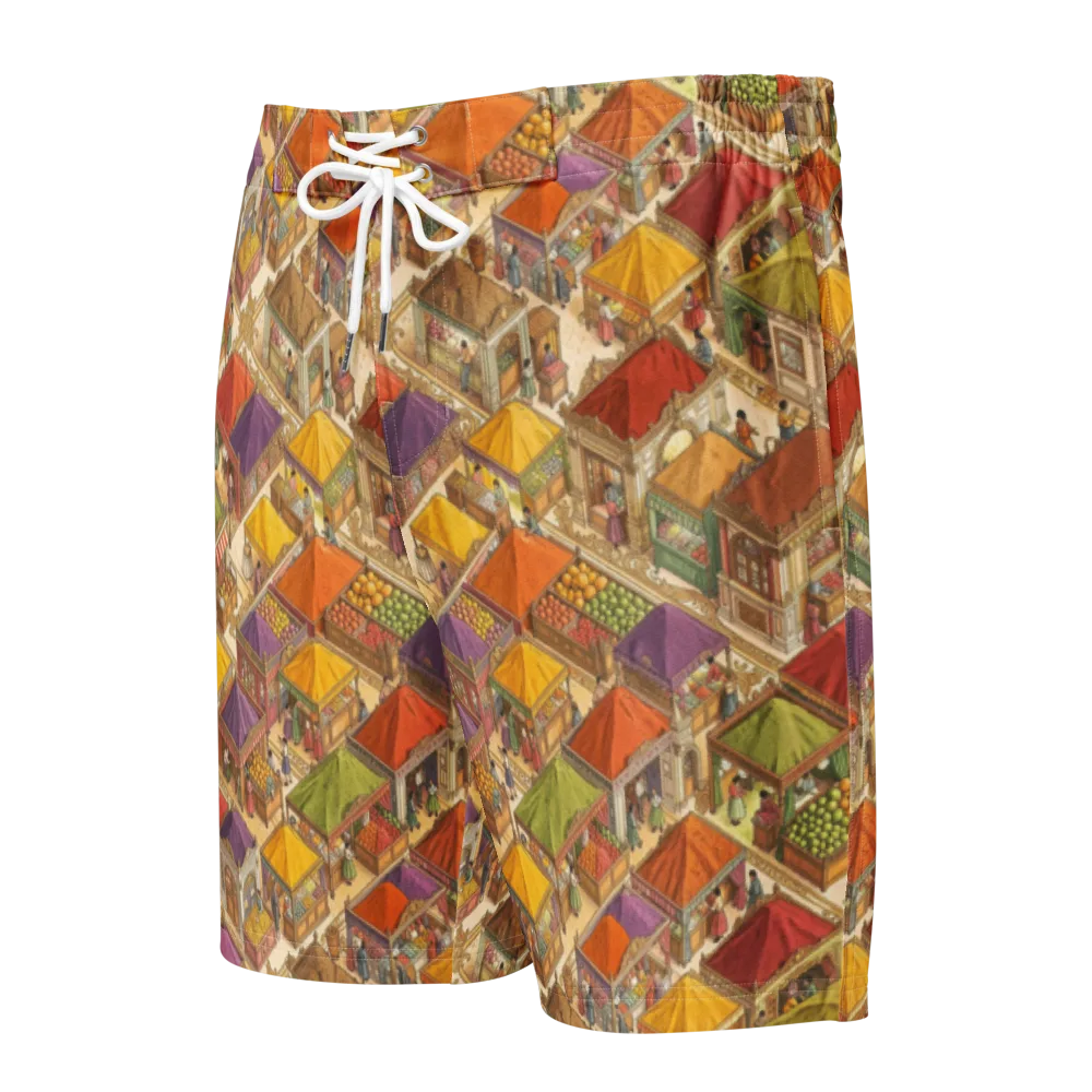 Market of Many Colors on Men's Board Shorts — Front