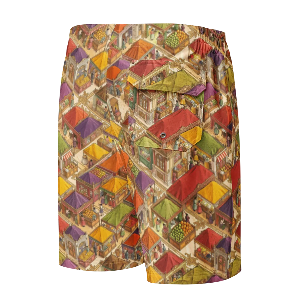 Market of Many Colors on Men's Board Shorts — Back