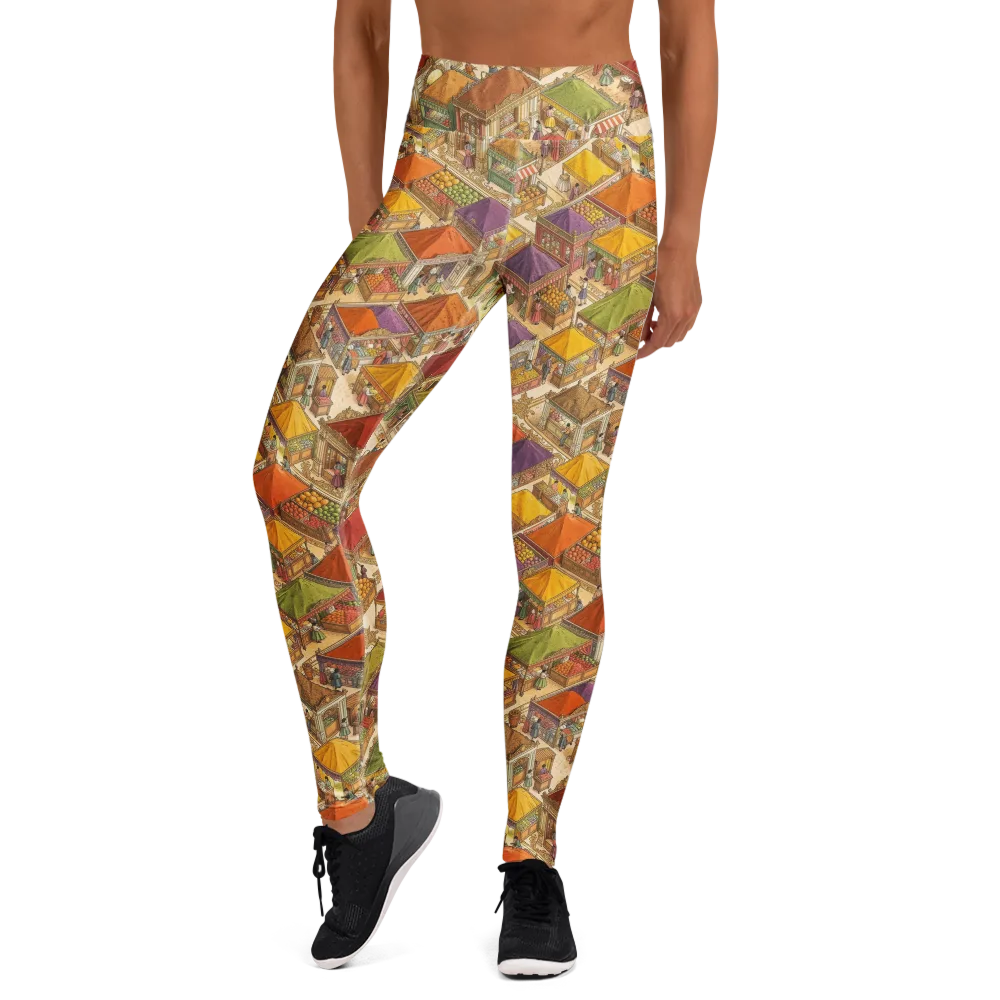 Market of Many Colors on Yoga Leggings — Front
