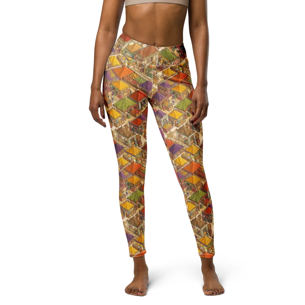 Market of Many Colors on Yoga Leggings — Front
