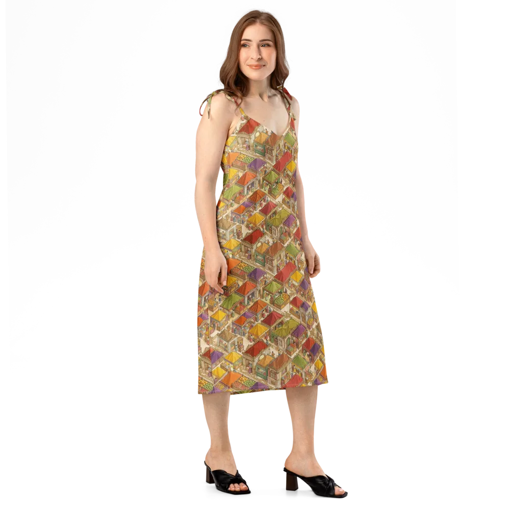 Market of Many Colors on Slip Dress — Right Front