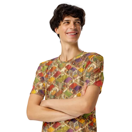 Market of Many Colors on a Men's Crew Neck T-Shirt