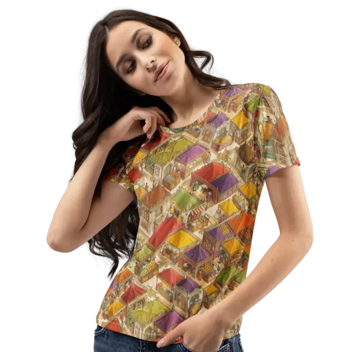 Market of Many Colors on a Women's Crew Neck T-Shirt