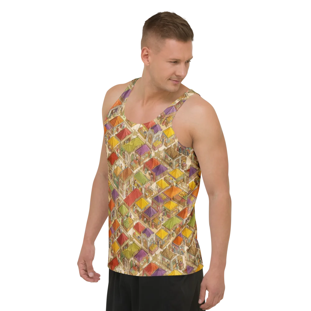 Market of Many Colors on Men's Tank Top — Left Front