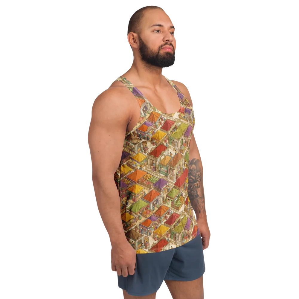 Market of Many Colors on Men's Tank Top — Right Front