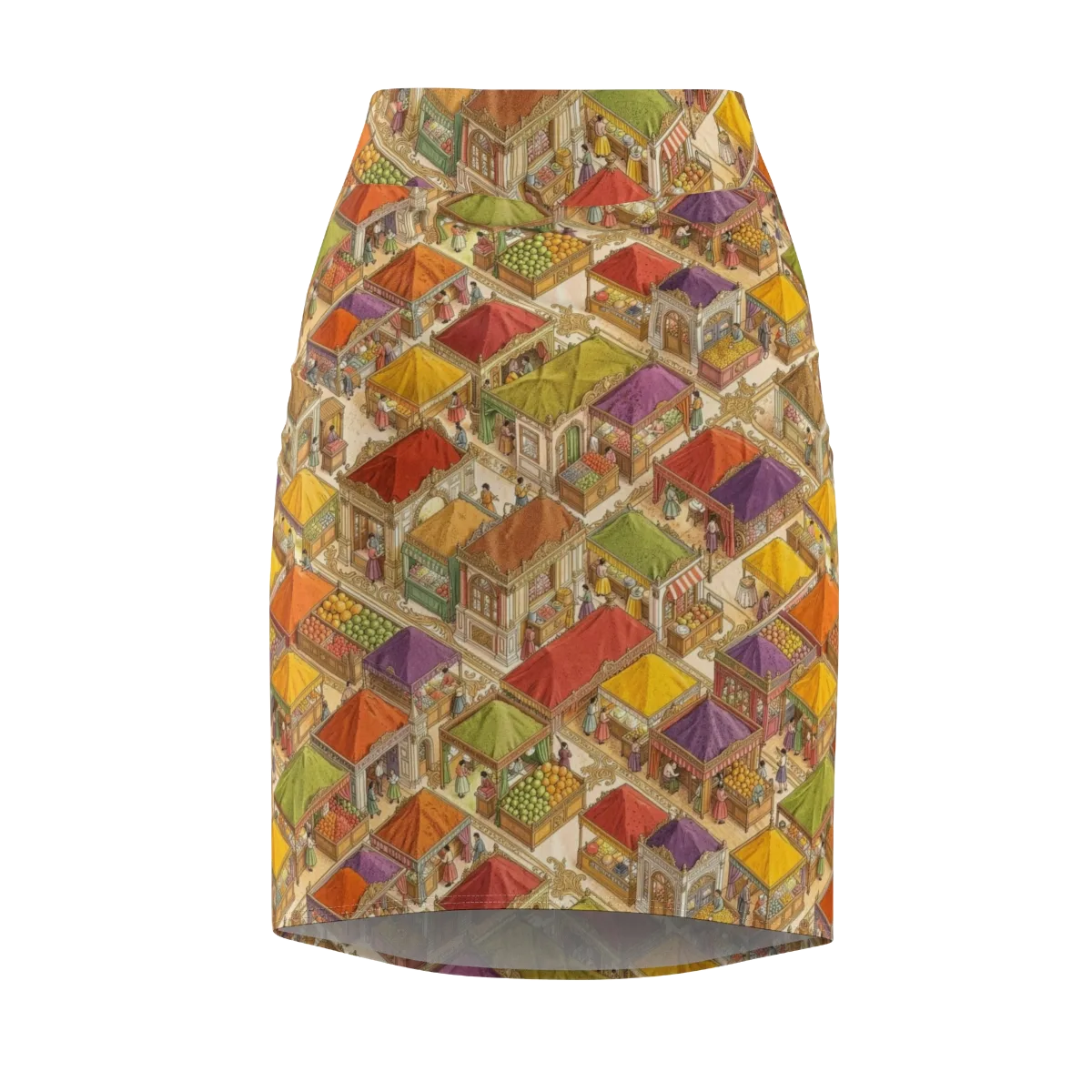 Market of Many Colors on Pencil Skirt — Front