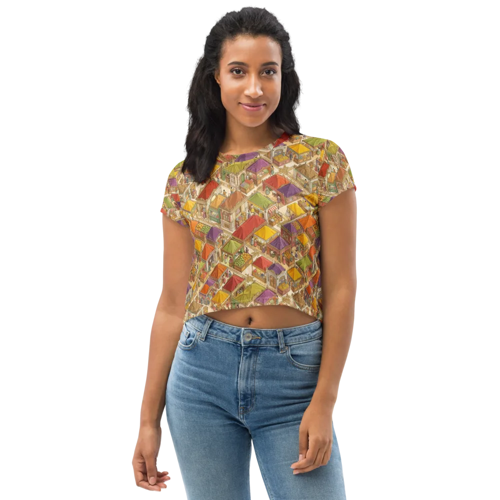 Market of Many Colors on Crop Tee — Front