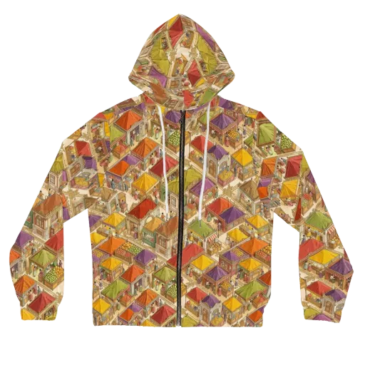 Market of Many Colors on a Women's Full-Zip Hoodie