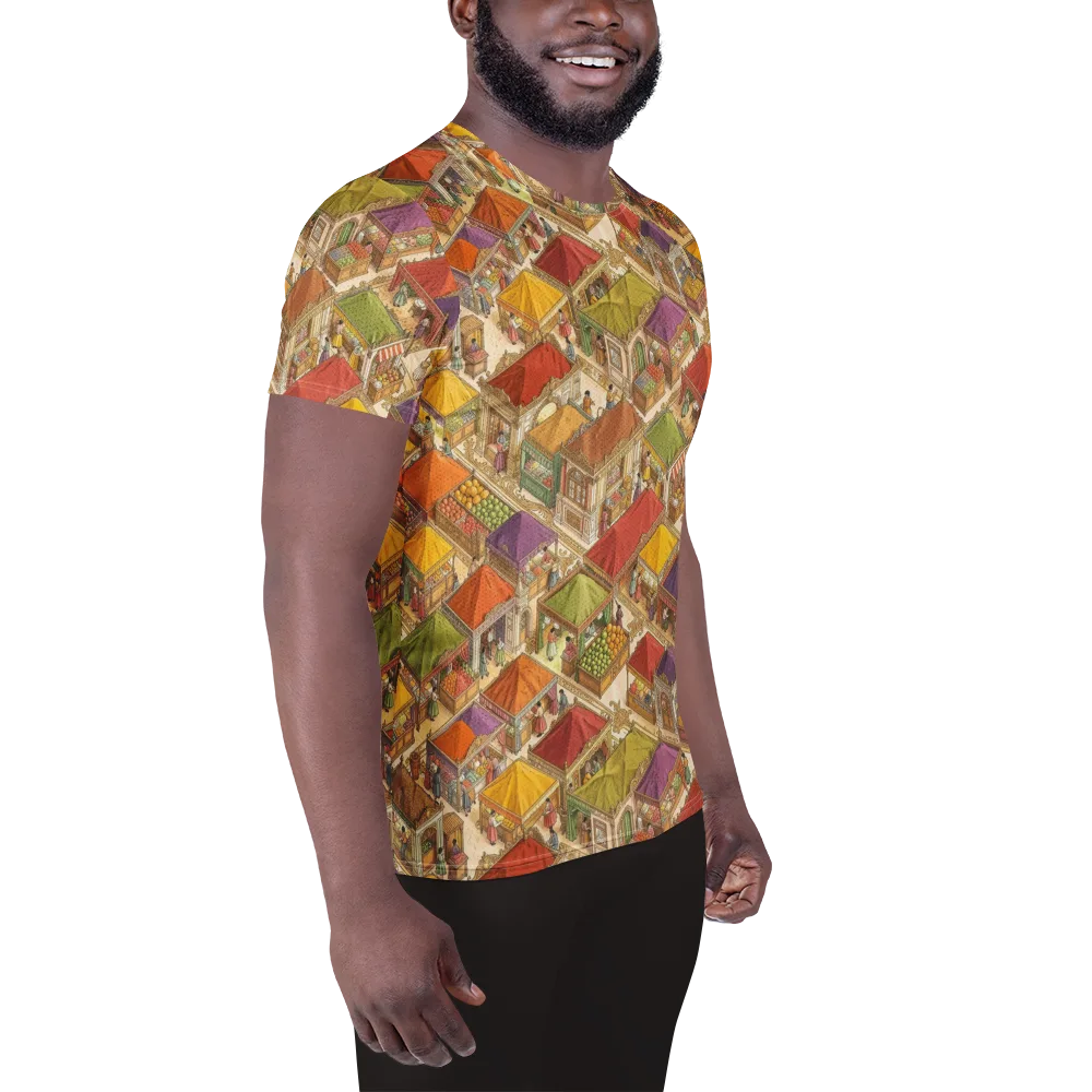Market of Many Colors on Men's Athletic T-Shirt — Right