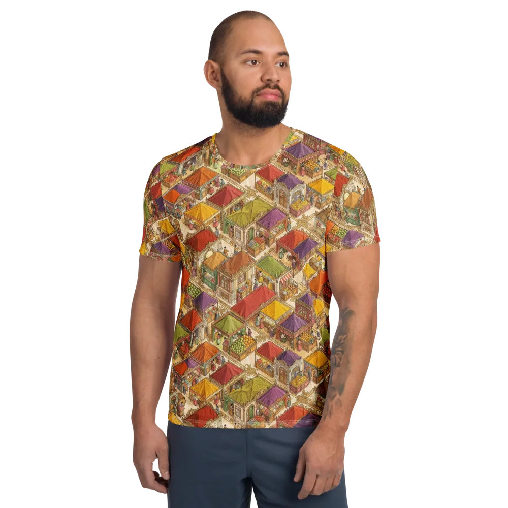 Market of Many Colors on Men's Athletic T-Shirt — Front