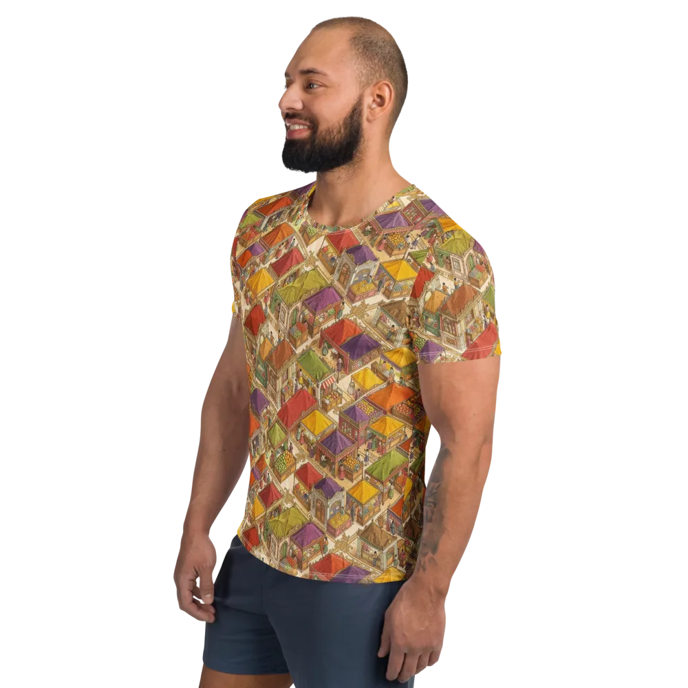 Market of Many Colors on Men's Athletic T-Shirt — Left