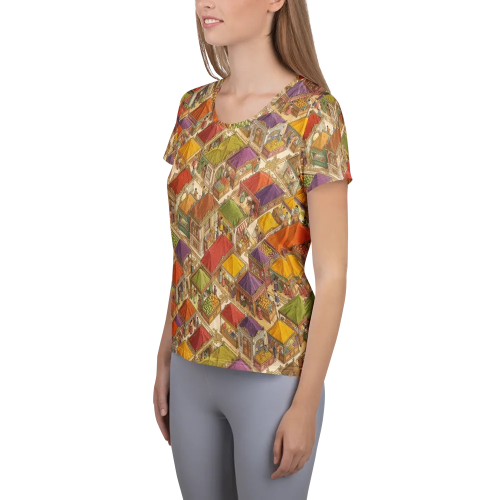 Market of Many Colors on Women's Athletic T-Shirt — Left