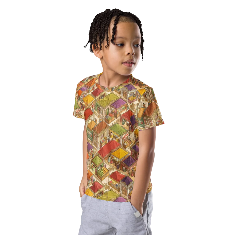 Market of Many Colors on Kids Crew Neck T-Shirt — Left Front
