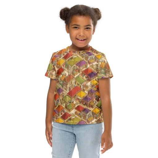Market of Many Colors on a Kids Crew Neck T-Shirt