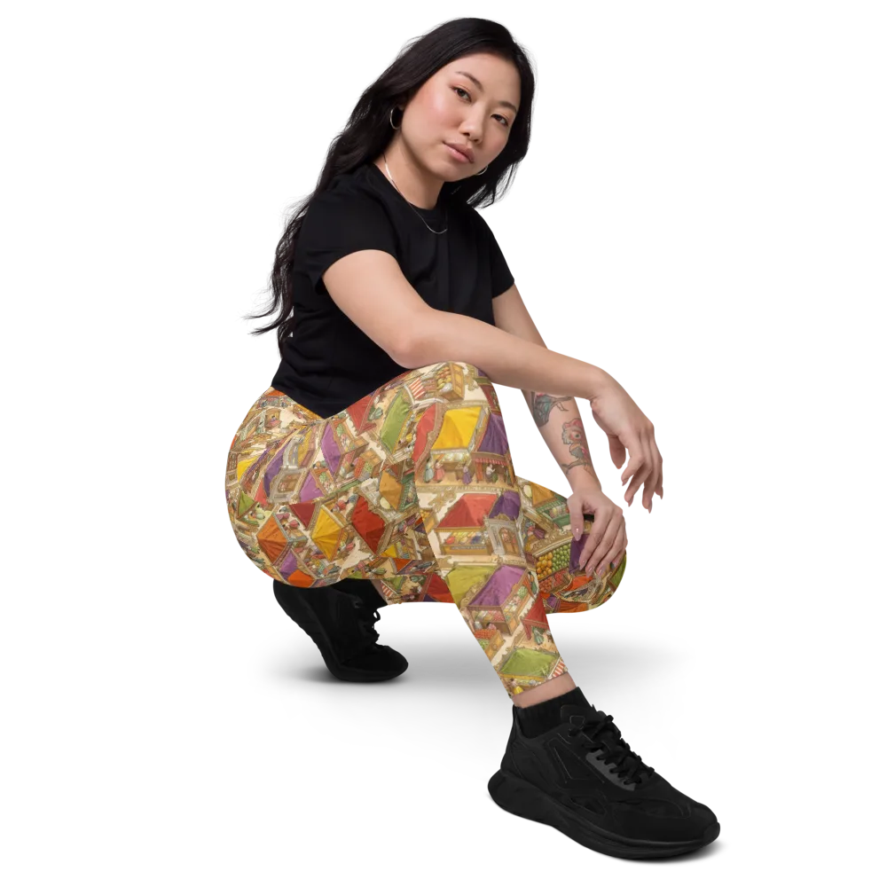Market of Many Colors on Leggings with Pockets — Right Front