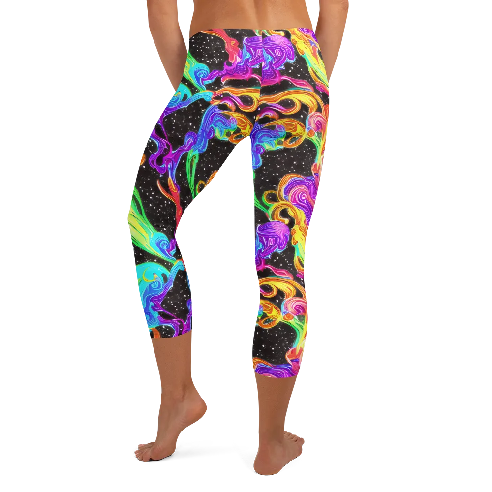 Yuan Whirls on Capri Leggings — Back