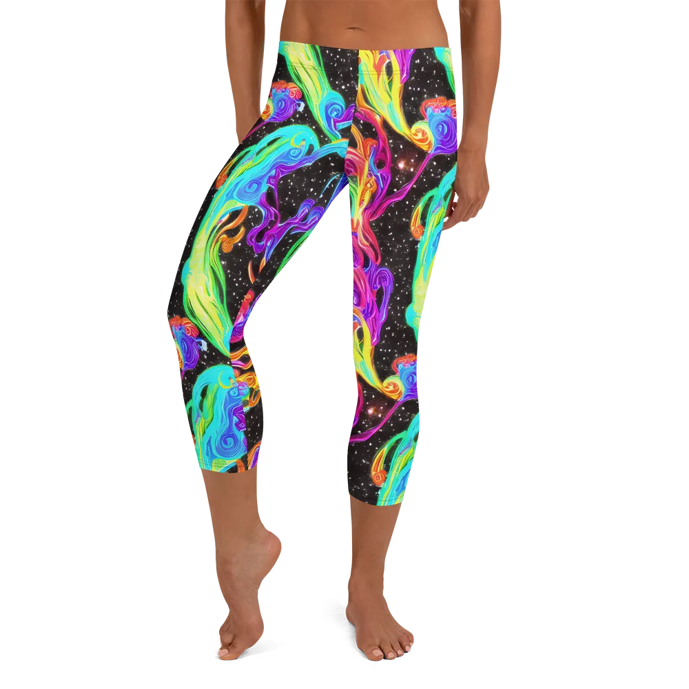 Yuan Whirls on Capri Leggings — Front