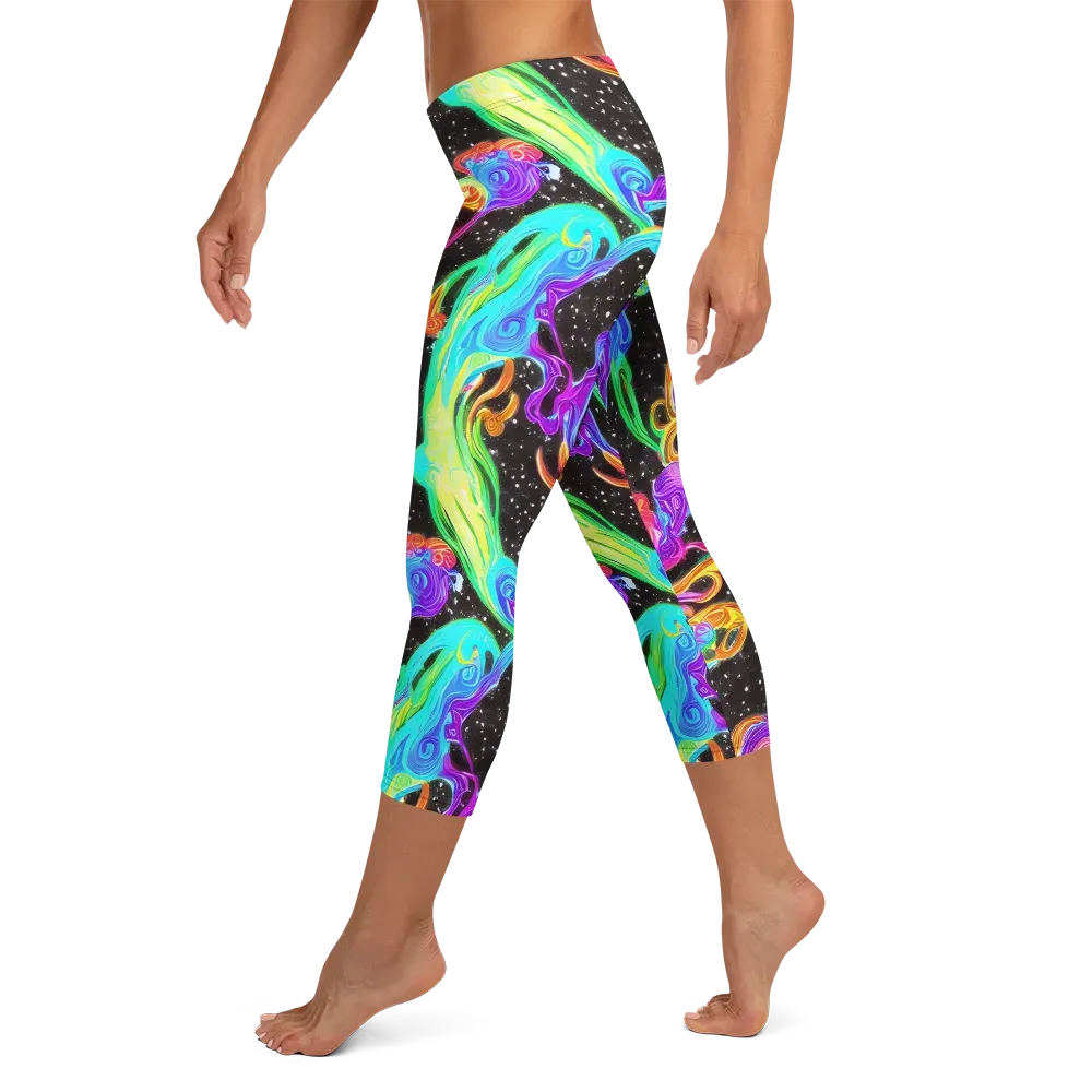 Yuan Whirls on Capri Leggings — Left