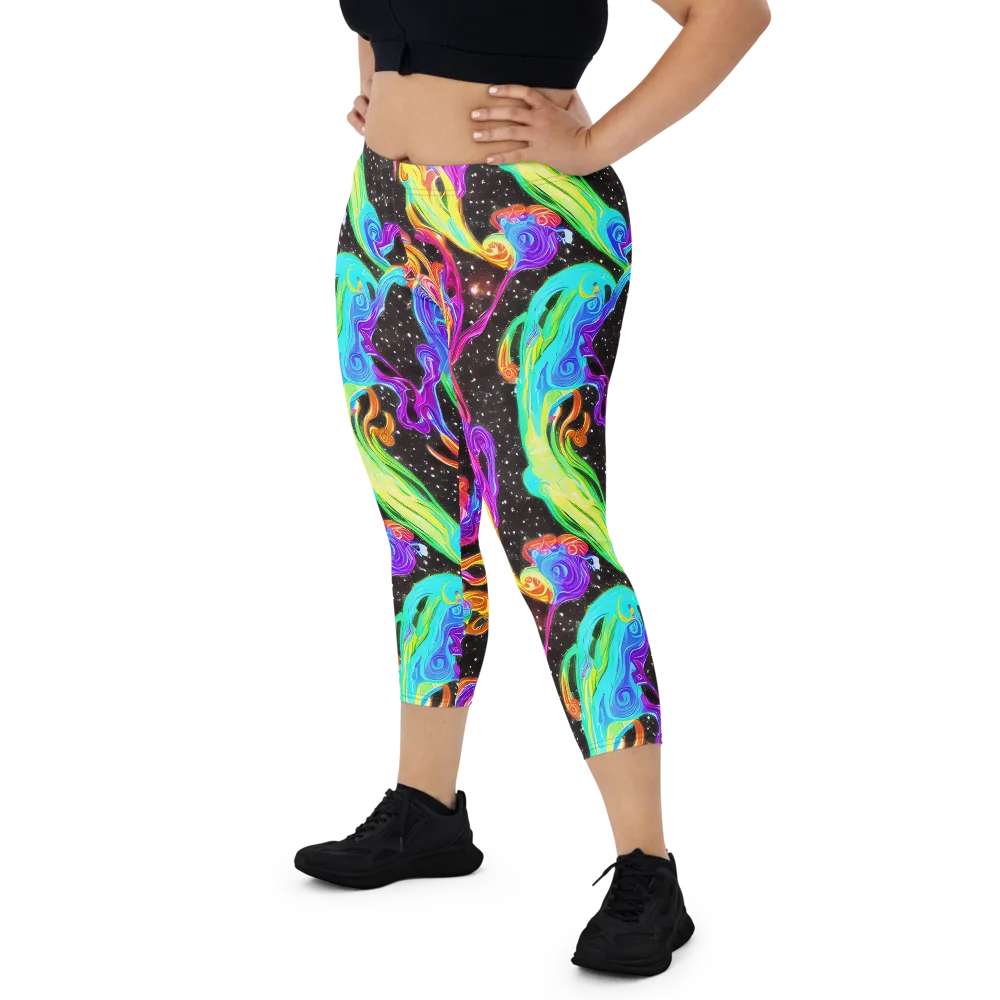 Yuan Whirls on Capri Leggings — Front