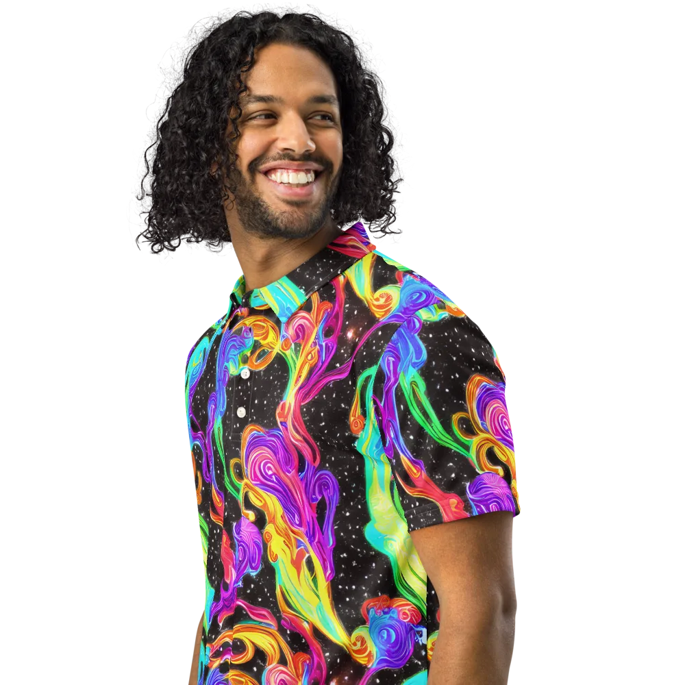 Yuan Whirls on Men's Slim Fit Polo Shirt — Left Front
