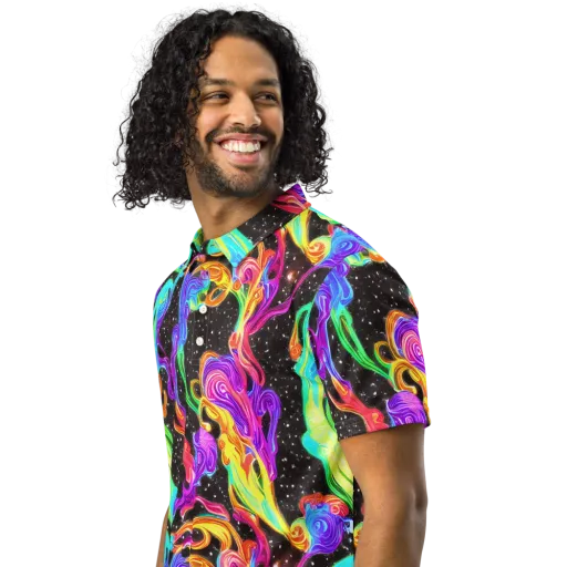 Yuan Whirls on a Men's Slim Fit Polo Shirt