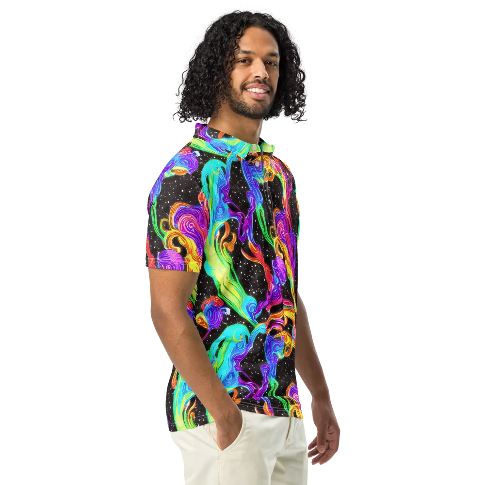 Yuan Whirls on Men's Slim Fit Polo Shirt — Right Front