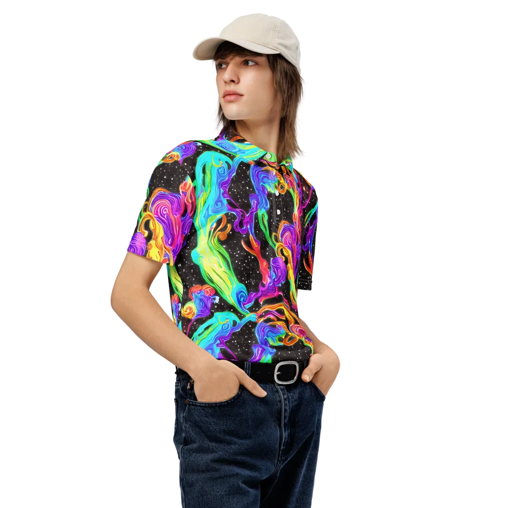 Yuan Whirls on Men's Slim Fit Polo Shirt — Right Front