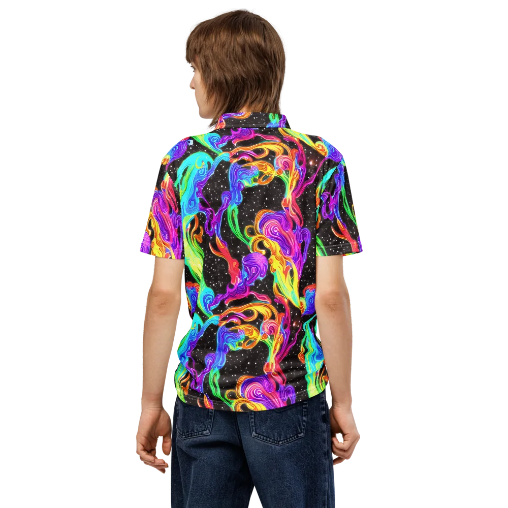 Yuan Whirls on Men's Slim Fit Polo Shirt — Back