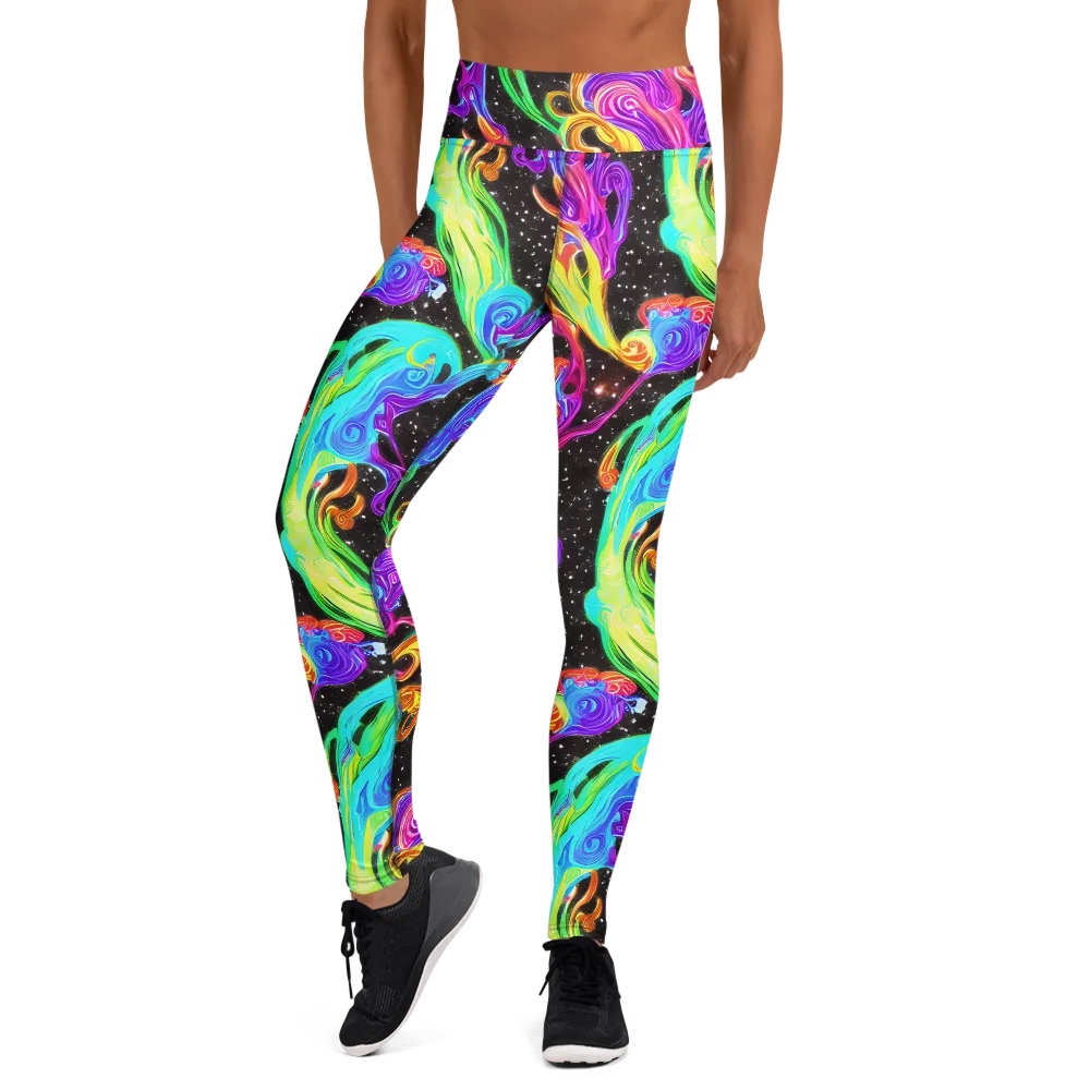 Yuan Whirls on Yoga Leggings — Front