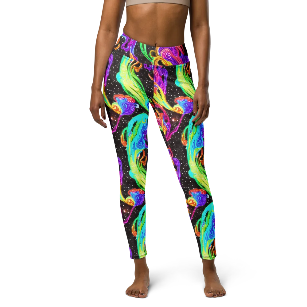 Yuan Whirls on Yoga Leggings — Front