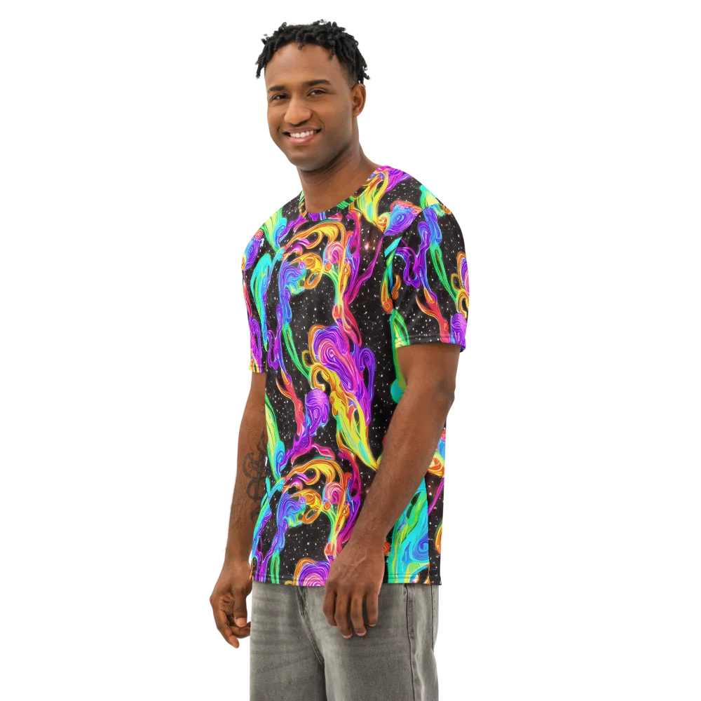 Yuan Whirls on Men's Cotton Crew Neck T-Shirt — Left Front