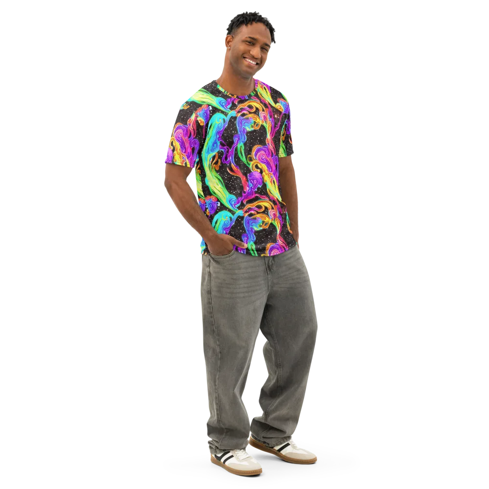 Yuan Whirls on Men's Cotton Crew Neck T-Shirt — Right Front